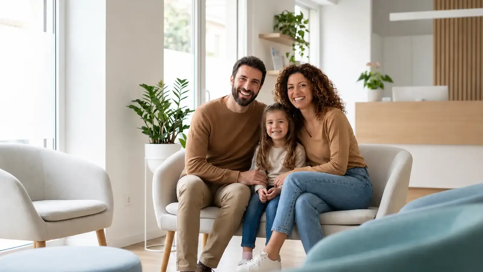 Famiglia felice in studio dentistico ViviSalute